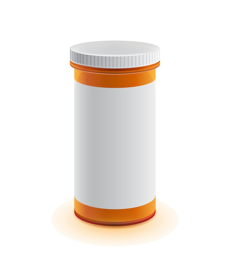 Vecteur bouteille de médicament réaliste 3d pour oreillers isolé sur fond blanc