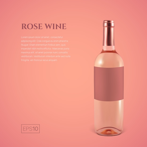 Bouteille Photoréaliste De Vin Rosé Sur Fond Rose