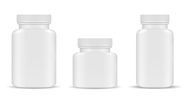Bouteille de pilule Conteneur de supplément en plastique vierge.