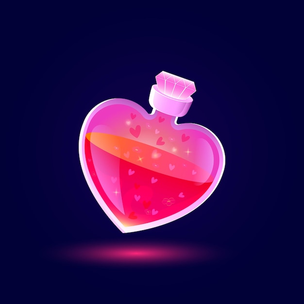 Bouteille De Potion D'amour Flasque De Verre En Forme De Cœur Avec Un élixir Rose