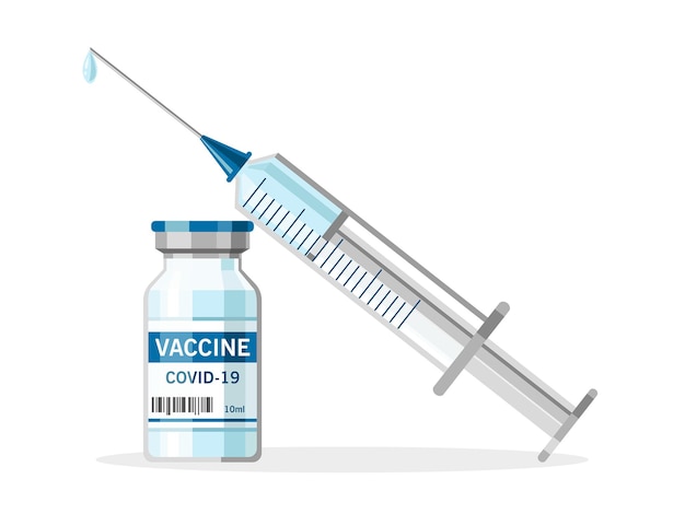 Bouteille Et Seringue Avec Injection De Vaccin Contre Le Virus Covid-19, Concept Médical Antiviral