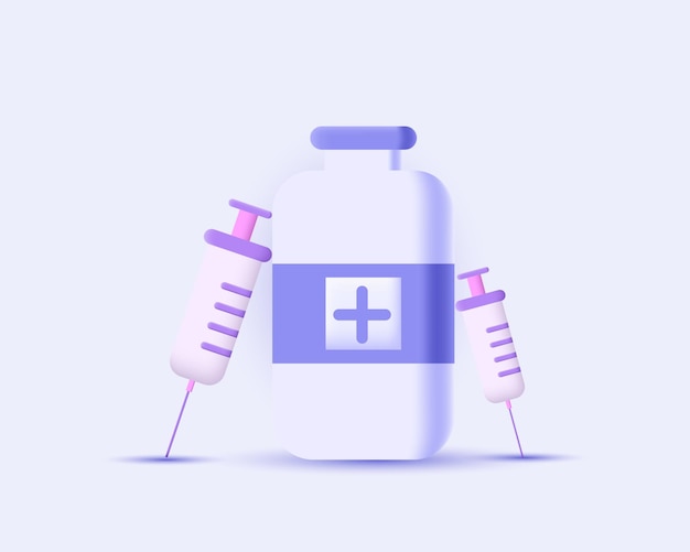bouteille de vaccin 3D réaliste minimale