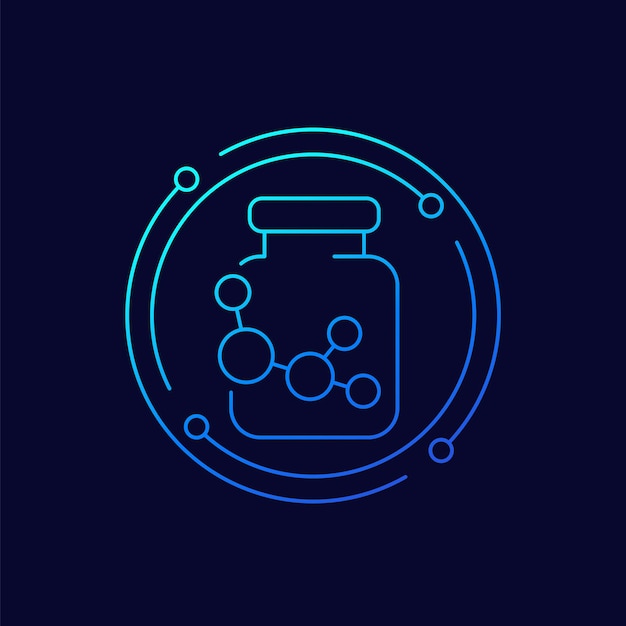 Bouteille de vecteur d'icône de ligne de produits chimiques