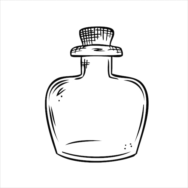 Bouteille De Vecteur Isolé Dessin Au Trait Vide Flacon En Verre Transparent Pot De Bouteille