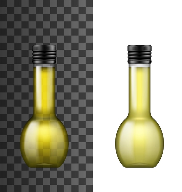 Bouteille de vecteur réaliste d'huile d'olive