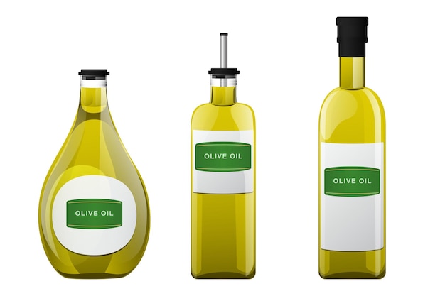 Bouteille en verre d'huile d'olive en style cartoon.