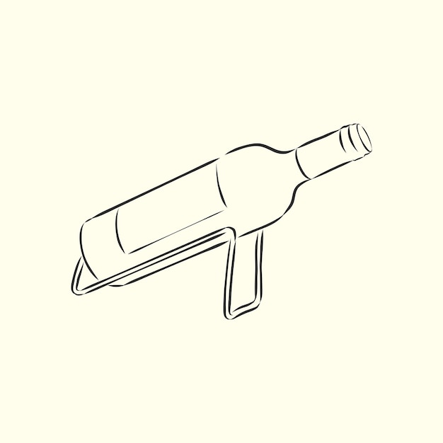 Bouteille de vin de croquis. bouteille de vin, illustration de croquis de vecteur