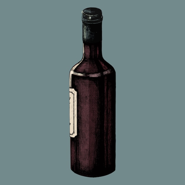 Bouteille de vin dessiné main isolé