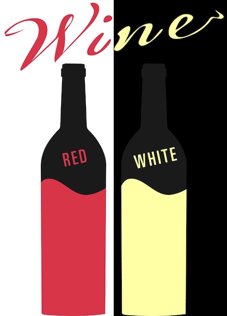 Bouteille De Vin Rouge Et Blanc Image Vectorielle Eps10. Style Plat