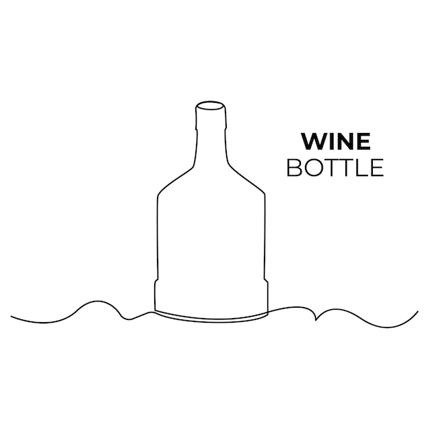 Bouteille De Vin Et Verre Continu Dessin D'art D'une Ligne Vecteur De Conception Minimaliste Et Illustration