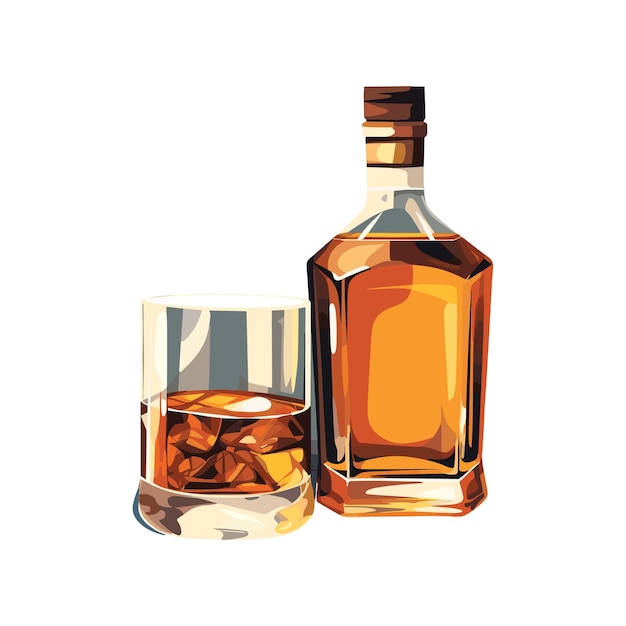 Vecteur bouteille de whisky vecteur plat illustration isolée minimaliste