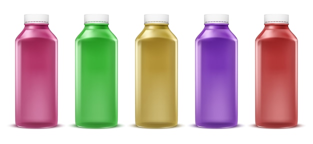 Vecteur bouteilles colorées de vecteur pour le jus