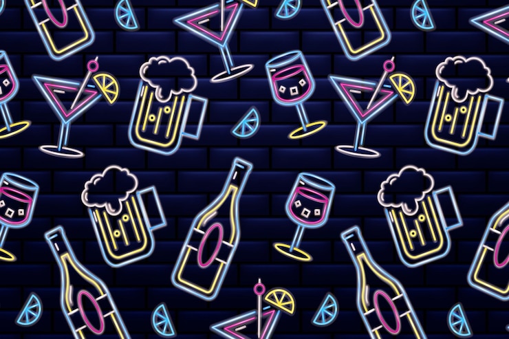 Vecteur des bouteilles de tequila de bière et de vin sur fond de mur de brique illustration vectorielle appropriée