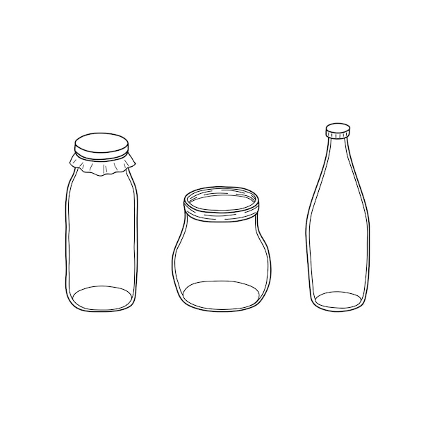 Bouteilles En Verre De Contour Dessinés à La Main