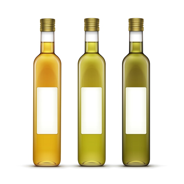 Vecteur bouteilles en verre d'huile d'olive