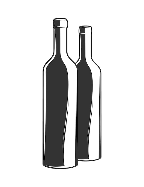 Bouteilles Vintage Pour Vin Isolé Sur Fond Blanc. Illustration Vectorielle