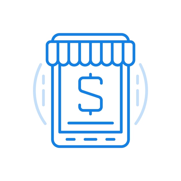 Boutique dans l'application en ligne vecteur ligne icône moderne électronique shopping web commerce de détail marketing