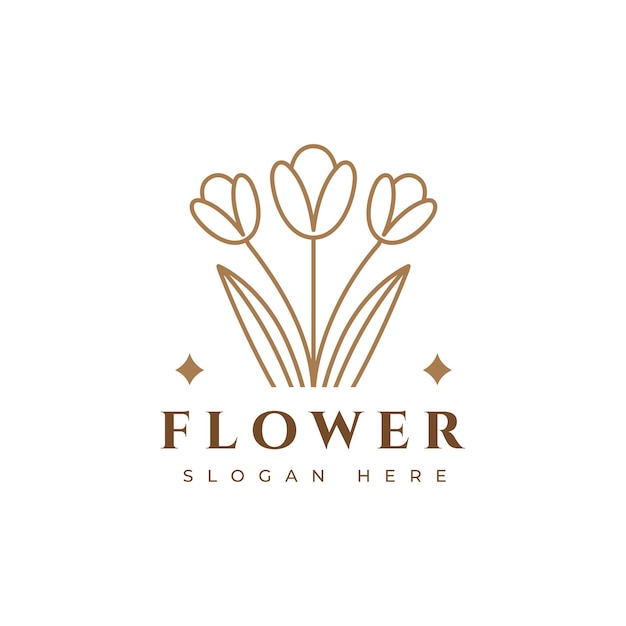 Boutique De Fleurs Botaniques Beauté Minimaliste Féminine Boho Logo Design Illustration Vectorielle