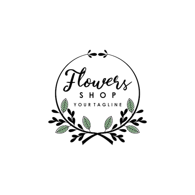 Vecteur boutique de fleurs ronde création de logo vectoriel