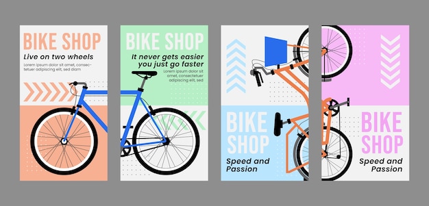 Vecteur une boutique de vélos de design plat sur instagram