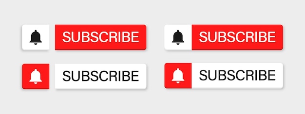 Vecteur bouton d'abonnement youtube avec icône de cloche de notification