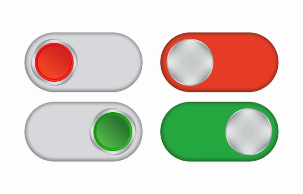 Vecteur sur le bouton d'arrêt, le bouton vert, le bouton rouge, le jeu vectoriel