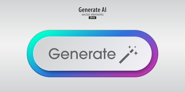 Bouton blanc génératif d'IA Appuyez sur le bouton pour créer des idées Style de conception plat pour les applications, les sites Web et les interfaces Technologie d'intelligence artificielle Illustration vectorielle