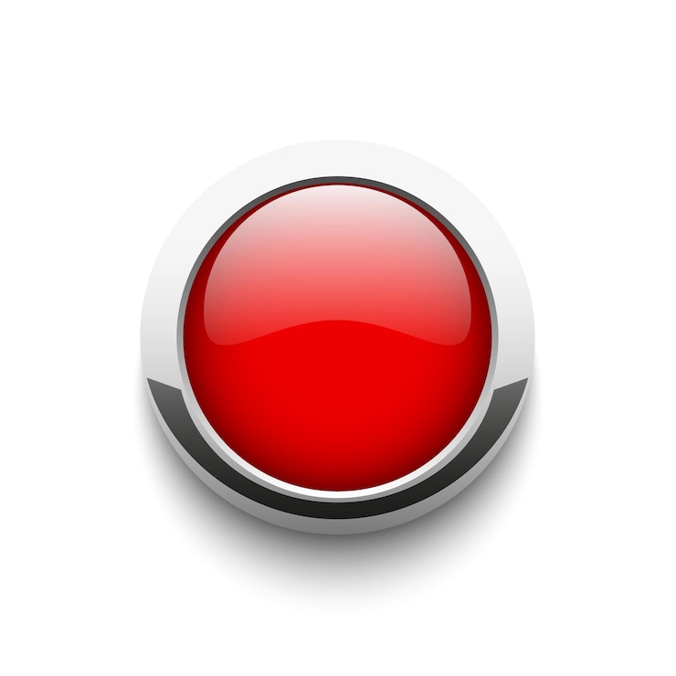 Vecteur bouton brillant rond rouge isolé sur fond blanc illustration vectorielle