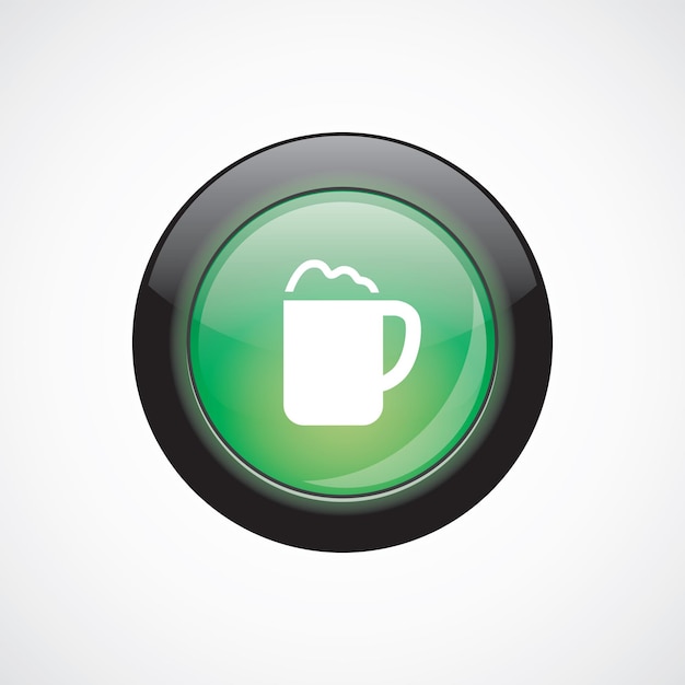 Bouton Brillant Vert D'icône De Signe De Verre De Cappuccino. Bouton Du Site Web De L'interface Utilisateur