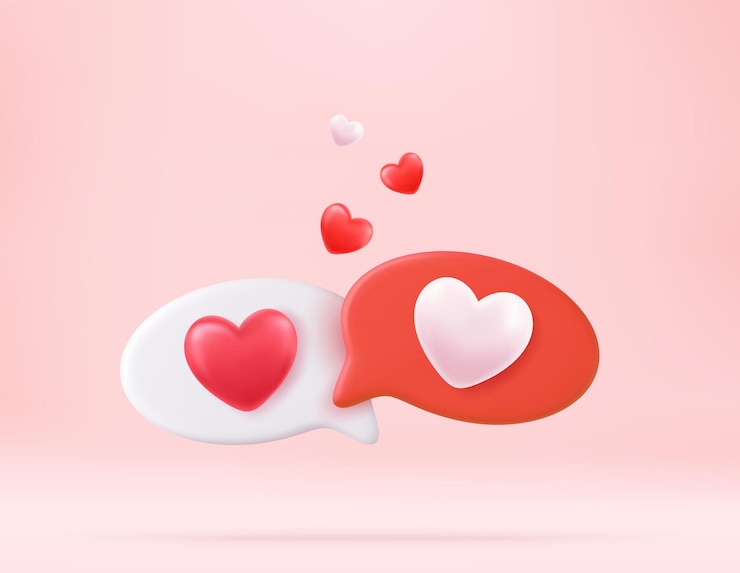 Vecteur bouton de chat en 3d avec un cœur rouge et blanc