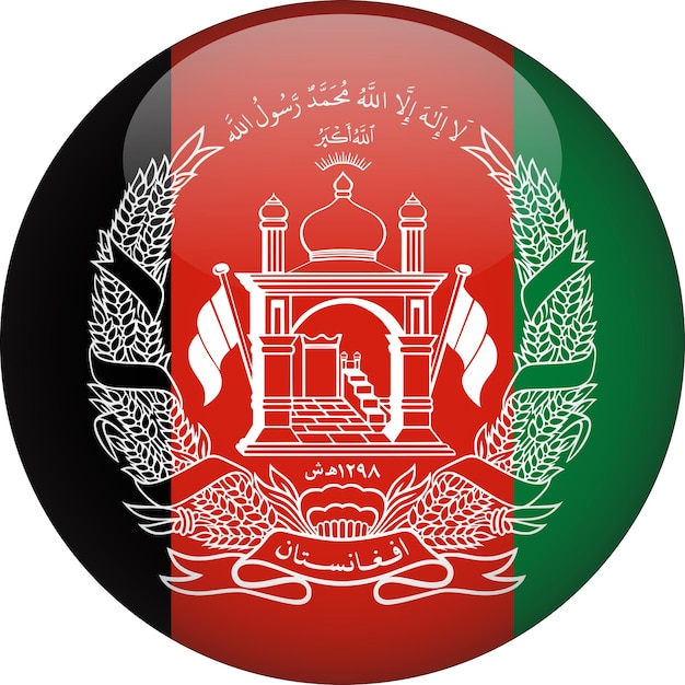 Vecteur bouton drapeau arrondi 3d afghanistan