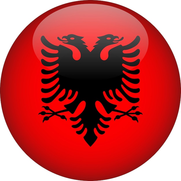 Bouton drapeau arrondi 3D Albanie