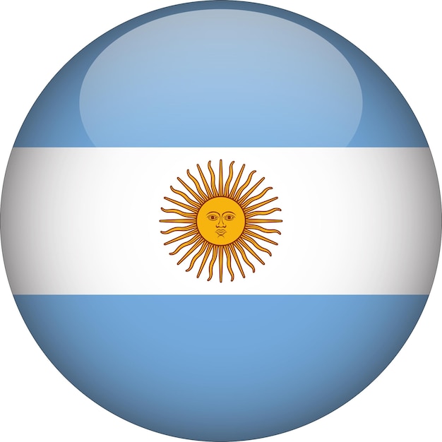 Vecteur bouton drapeau arrondi 3d argentine