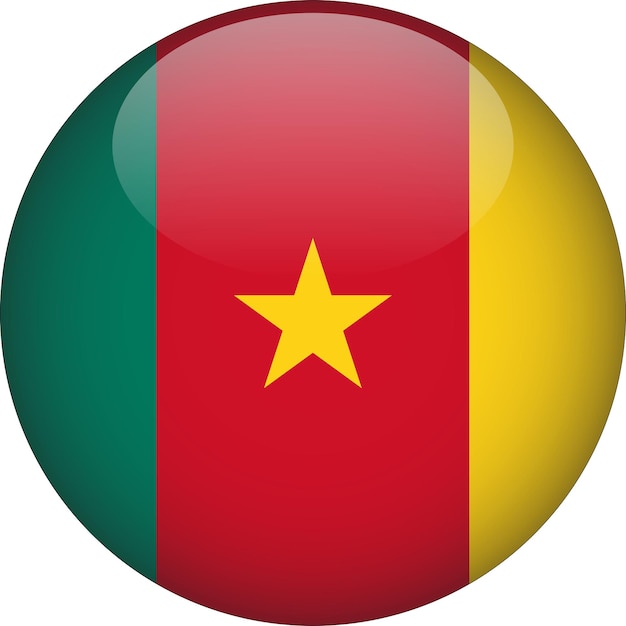 Bouton Drapeau Arrondi 3d Du Cameroun