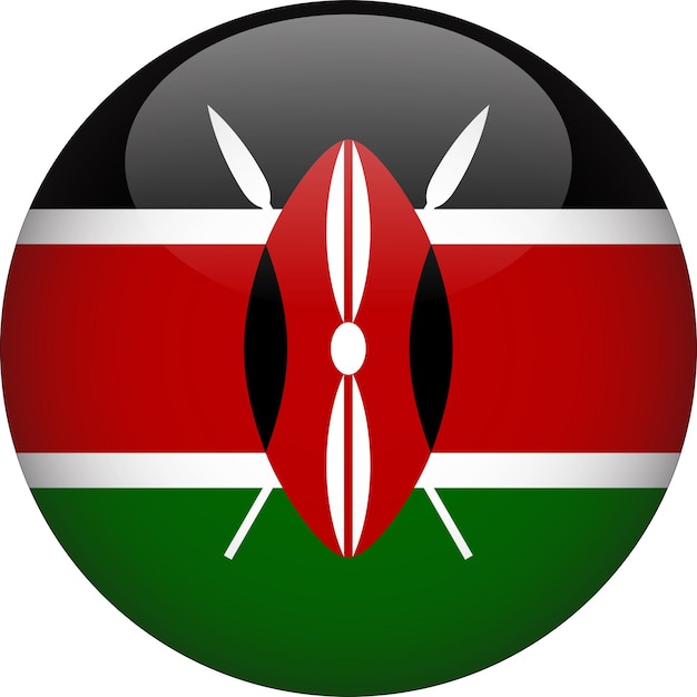 Bouton Drapeau Arrondi 3d Du Kenya