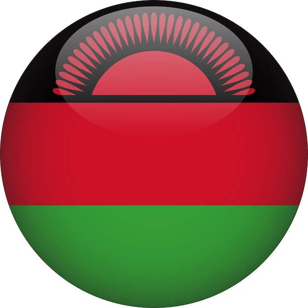 Vecteur bouton drapeau arrondi 3d malawi