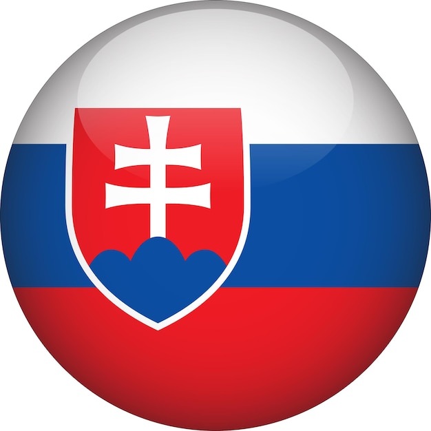 Vecteur bouton drapeau arrondi 3d slovaquie