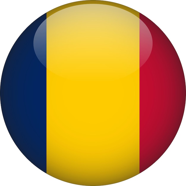 Bouton Drapeau Arrondi 3d Tchad