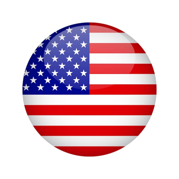 Bouton drapeau des États-Unis Élément de conception pour les applications de sites Web Illustration vectorielle isolée sur fond blanc