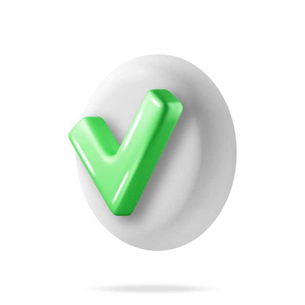 Bouton Droit 3d En Forme Ronde Vert Oui Ou Signe Correct Rendu Coche Verte Représente La Confirmation Bon Choix Concept Accord Approbation Ou Symbole De Confiance Illustration Vectorielle