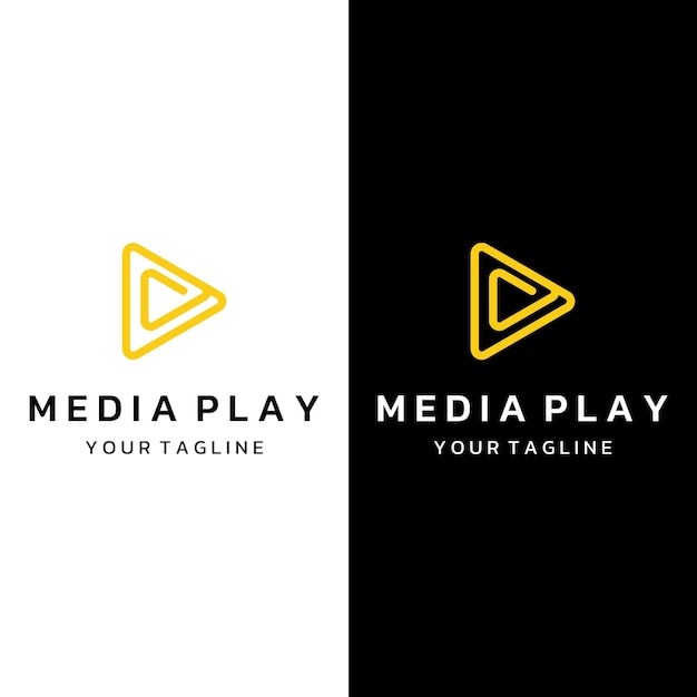 Bouton de lecture du logo multimédia avec triangle moderne, le logo peut être utilisé pour la technologie d'impression multimédia et d'autres entreprises