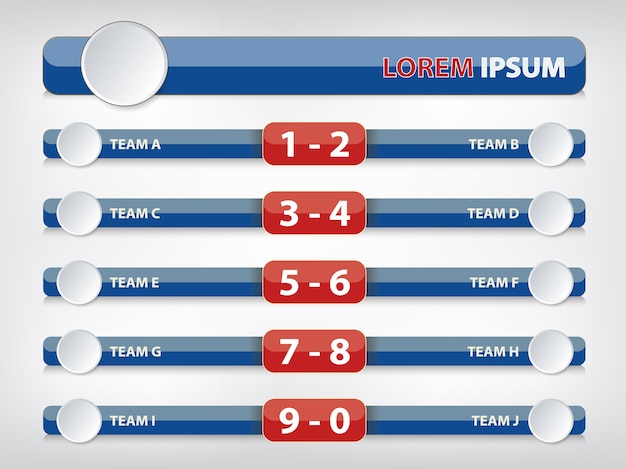 Vecteur bouton de menu de football pour l'information de score.