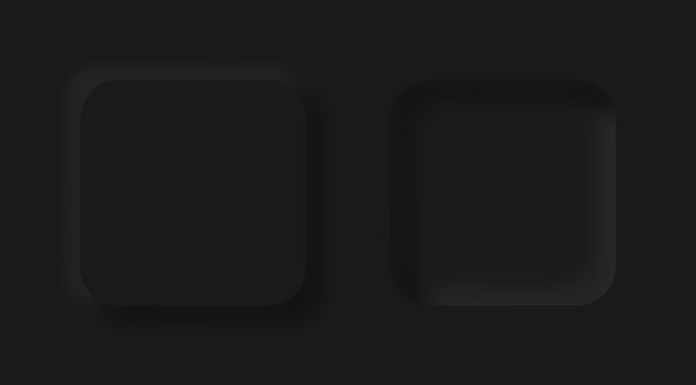 Bouton noir Ensemble vectoriel d'éléments de conception de neumorphisme.