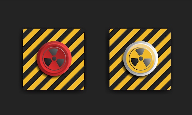 Vecteur bouton nucléaire. bouton rouge. radiation.panneau d'avertissement