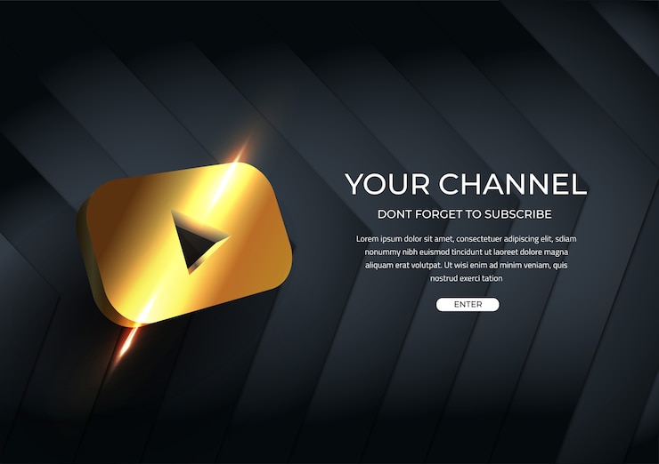 Vecteur bouton d'or du modèle d'abonnement aux médias sociaux de votre chaîne