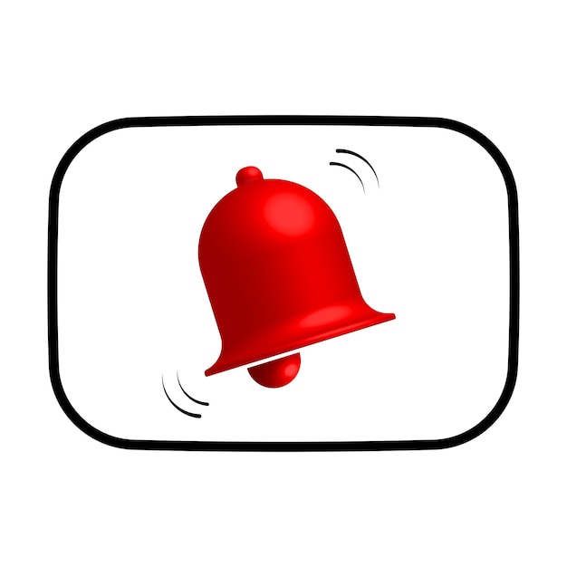 Bouton de symbole de cloche Cloche rouge avec nouvelle notification pour rappel sur les réseaux sociaux