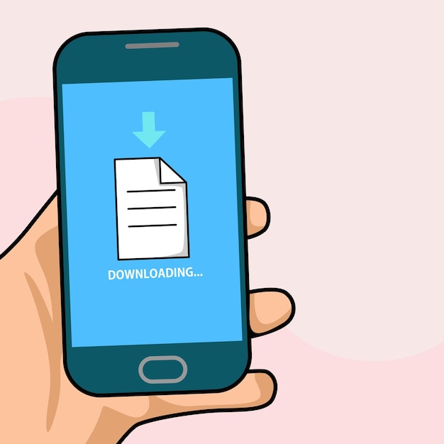 Bouton De Téléchargement De Fichier Sur L'écran Du Smartphone