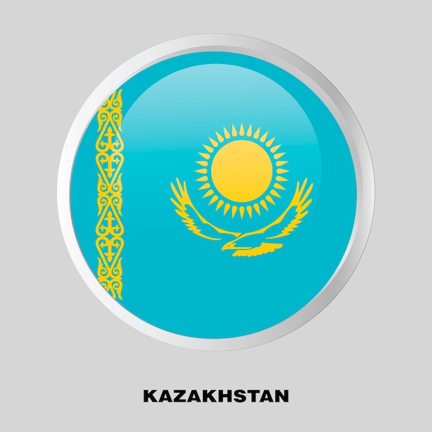 Vecteur bouton vecteur drapeau du kazakhstan sur cadre rond