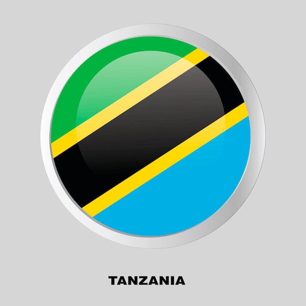 Bouton vecteur Drapeau de la Tanzanie sur cadre rond
