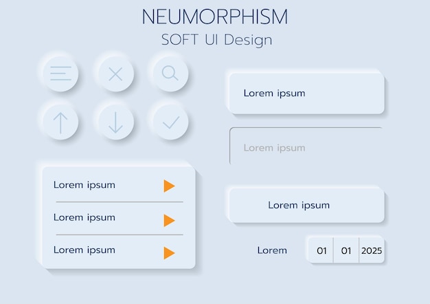 Des boutons 3D de conception d'interface utilisateur douce néomorphe 3D